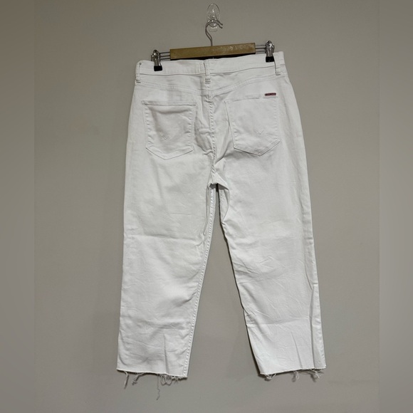 Hudson Noa White Ankle High Rise Straight Leg Jeans Size 31 Raw Hem - Picture 2 of 11